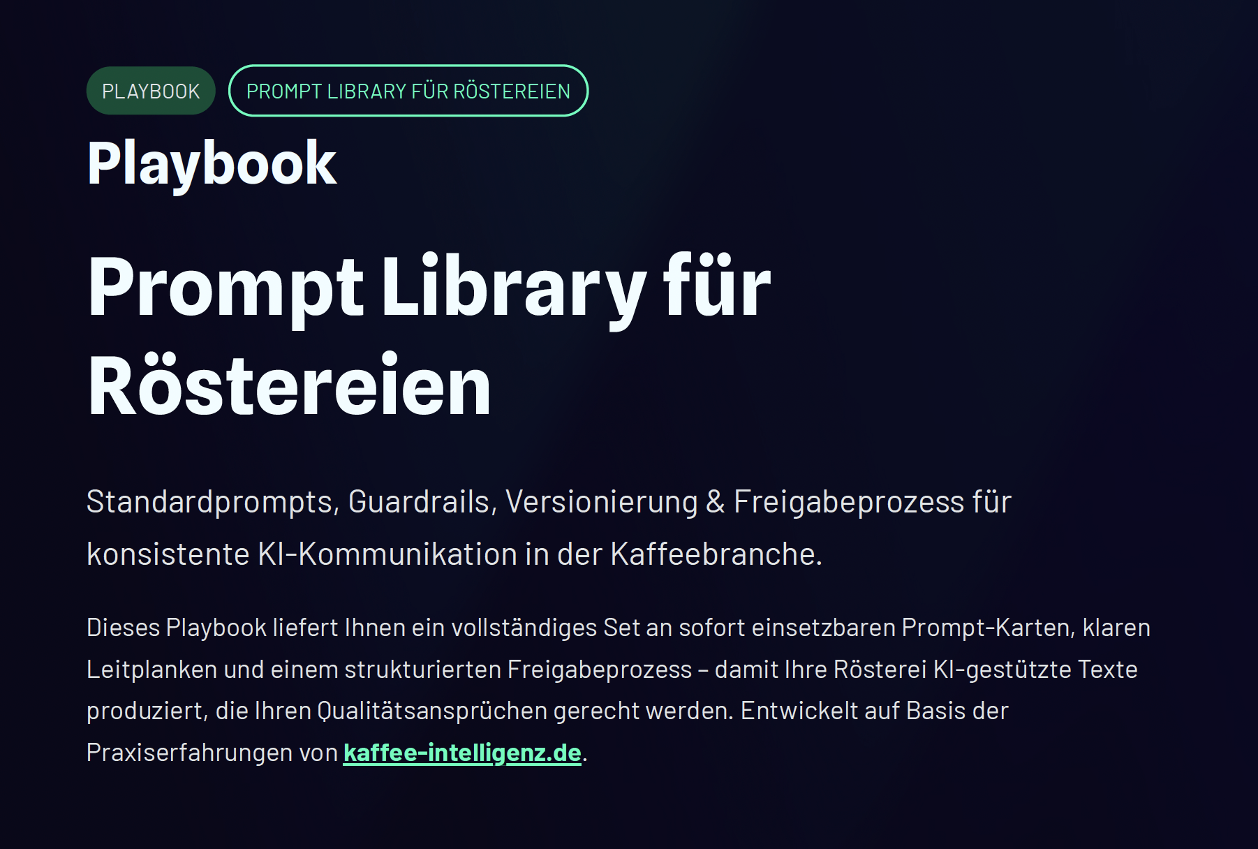 Playbook: Prompt Library für Röstereien