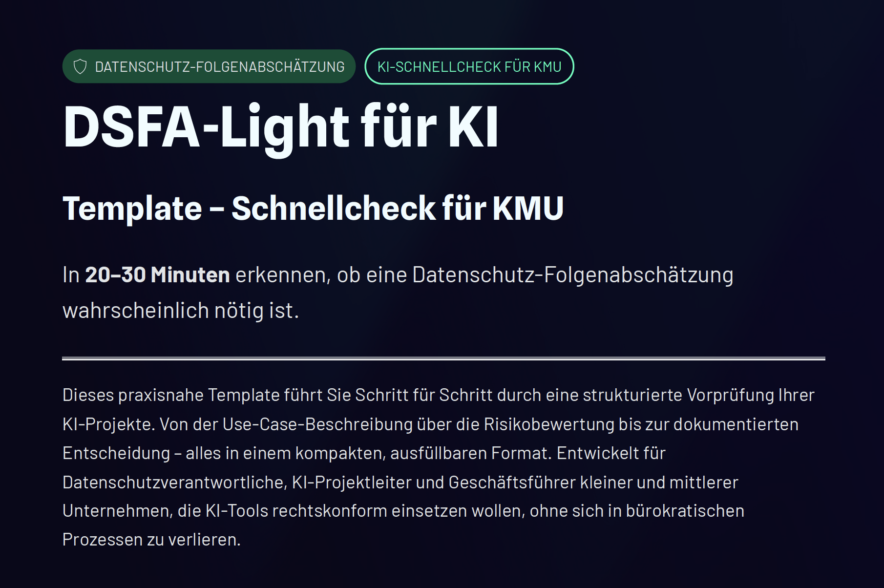 Template: Datenschutz-Folgenabschätzung für KI